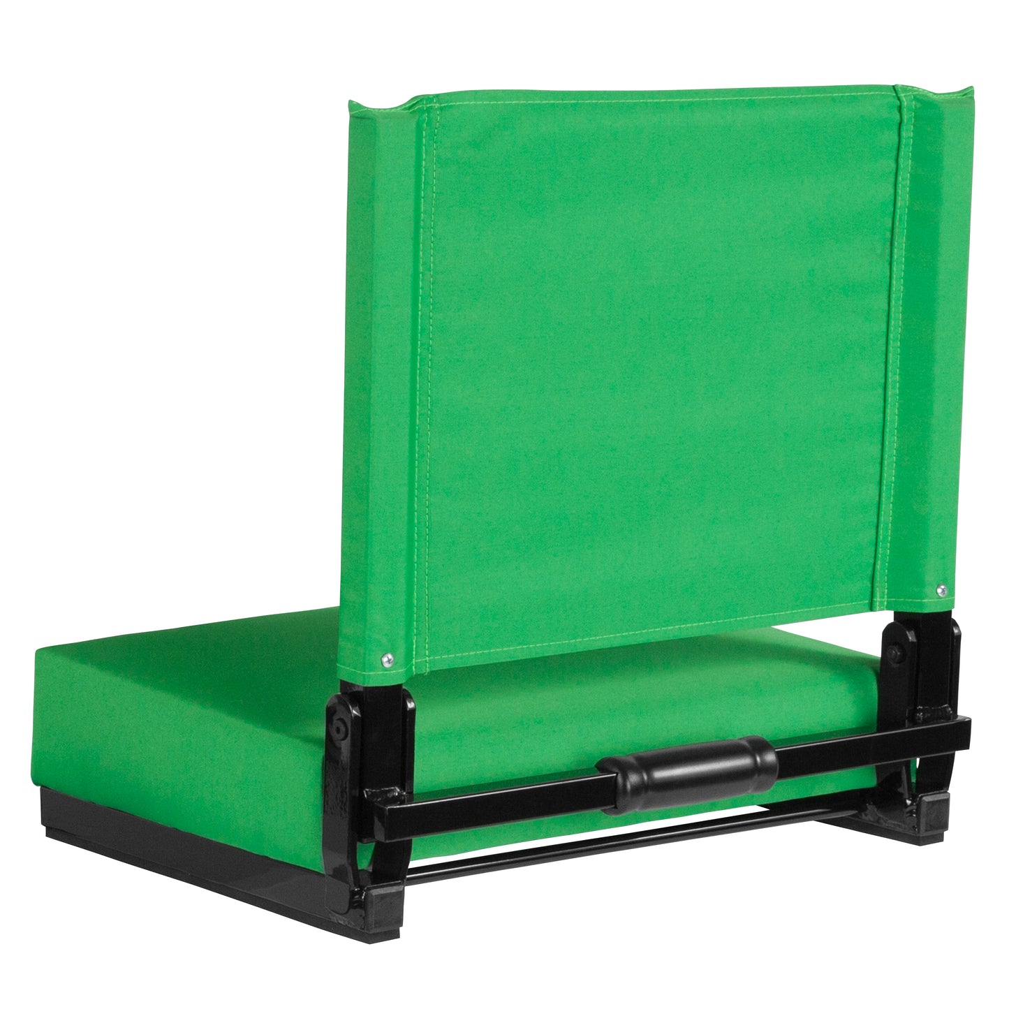Grandstand Comfort 500 lb Capacity Padded Stadium Chairs, Folding Seats with Handles, Lightweight & Durable, Bright Green