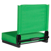 Grandstand Comfort 500 lb Capacity Padded Stadium Chairs, Folding Seats with Handles, Lightweight & Durable, Bright Green