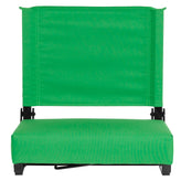 Grandstand Comfort 500 lb Capacity Padded Stadium Chairs, Folding Seats with Handles, Lightweight & Durable, Bright Green