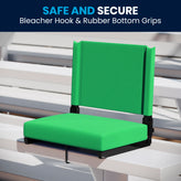 Grandstand Comfort 500 lb Capacity Padded Stadium Chairs, Folding Seats with Handles, Lightweight & Durable, Bright Green