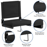 Grandstand Comfort 500 lb Capacity Padded Stadium Chairs, Folding Seats with Handles, Lightweight & Durable, Black