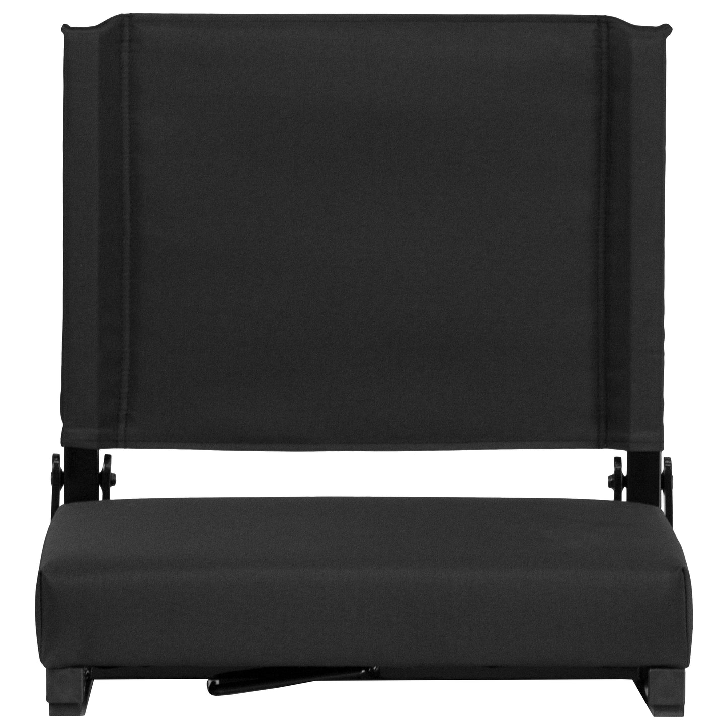 Grandstand Comfort 500 lb Capacity Padded Stadium Chairs, Folding Seats with Handles, Lightweight & Durable, Black