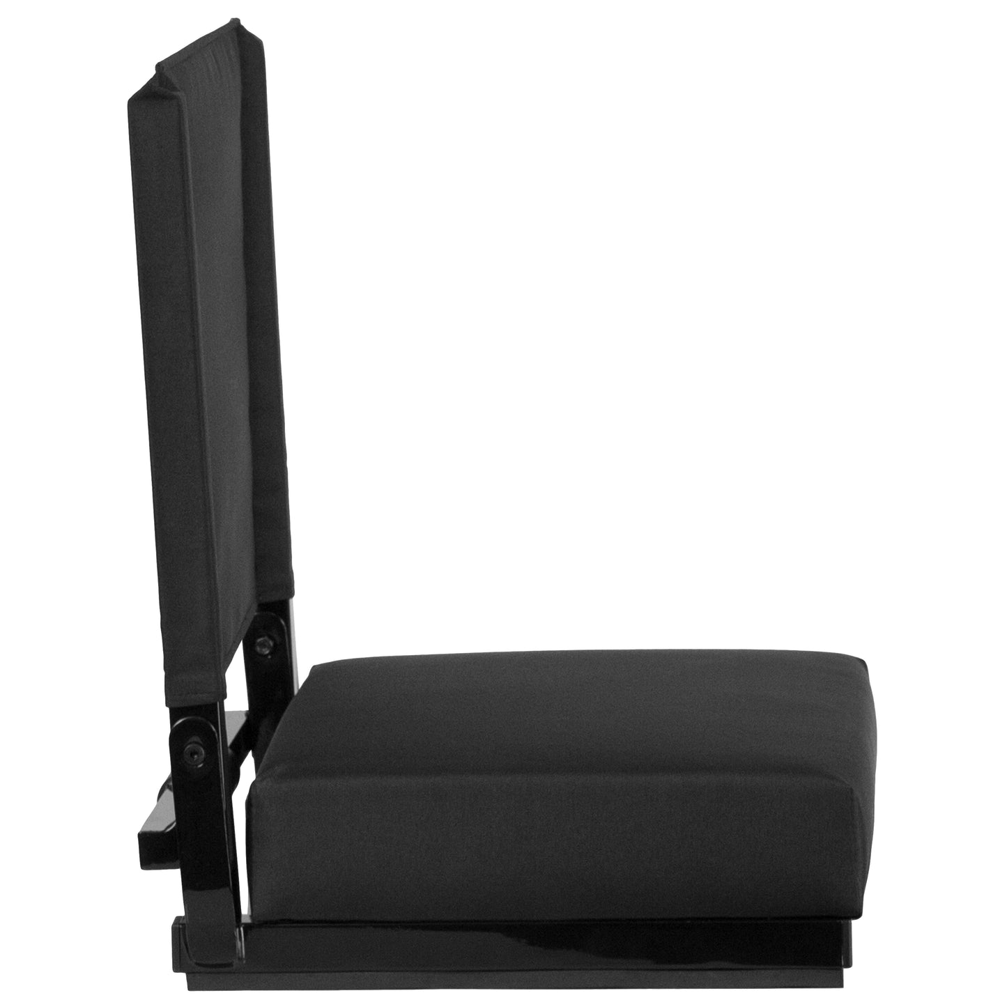 Grandstand Comfort 500 lb Capacity Padded Stadium Chairs, Folding Seats with Handles, Lightweight & Durable, Black