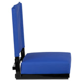 Grandstand Comfort 500 lb Capacity Padded Stadium Chairs, Folding Seats with Handles, Lightweight & Durable, Blue