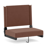 Grandstand Comfort 500 lb Capacity Padded Stadium Chairs, Folding Seats with Handles, Lightweight & Durable, Dark Brown