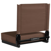 Grandstand Comfort 500 lb Capacity Padded Stadium Chairs, Folding Seats with Handles, Lightweight & Durable, Dark Brown