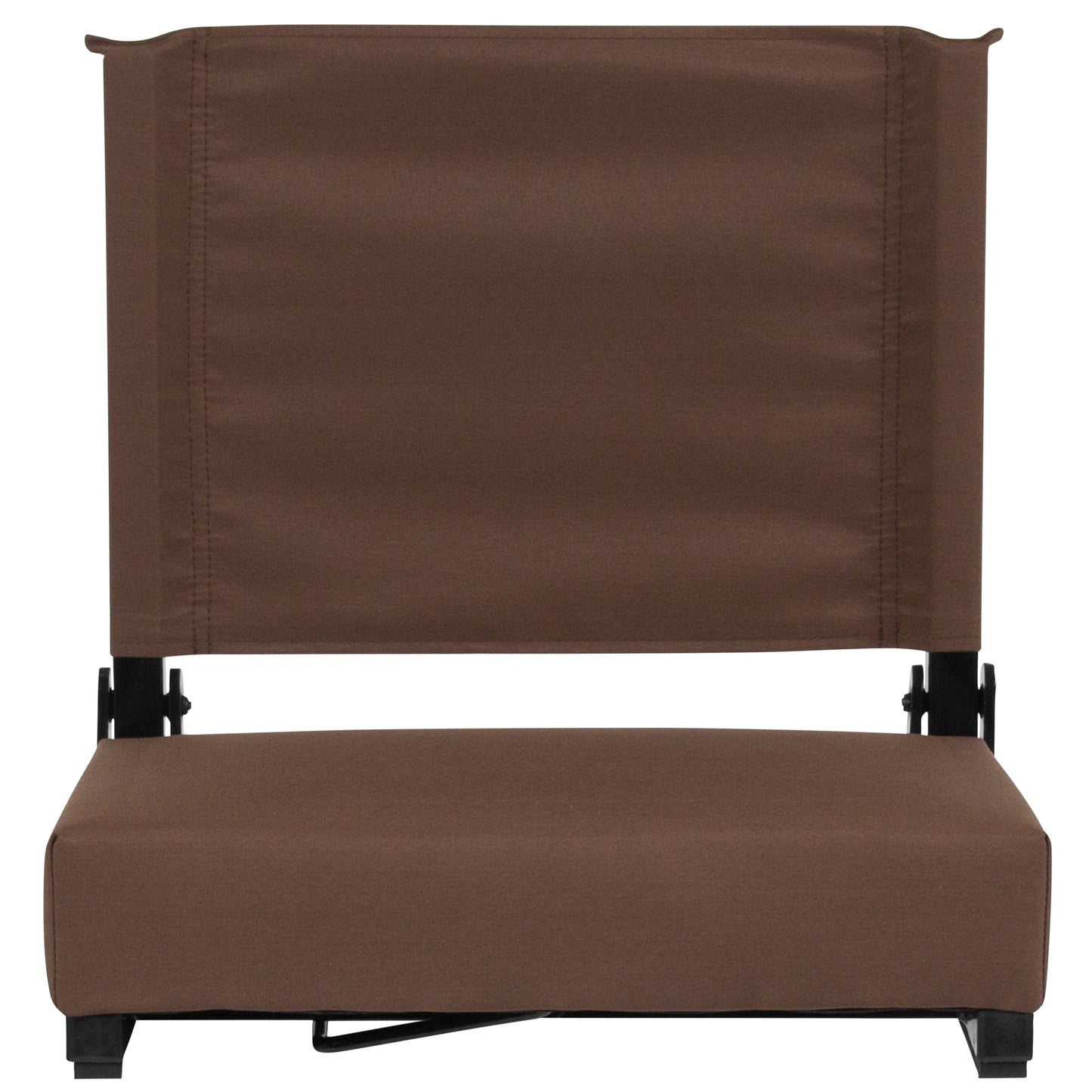 Grandstand Comfort 500 lb Capacity Padded Stadium Chairs, Folding Seats with Handles, Lightweight & Durable, Dark Brown