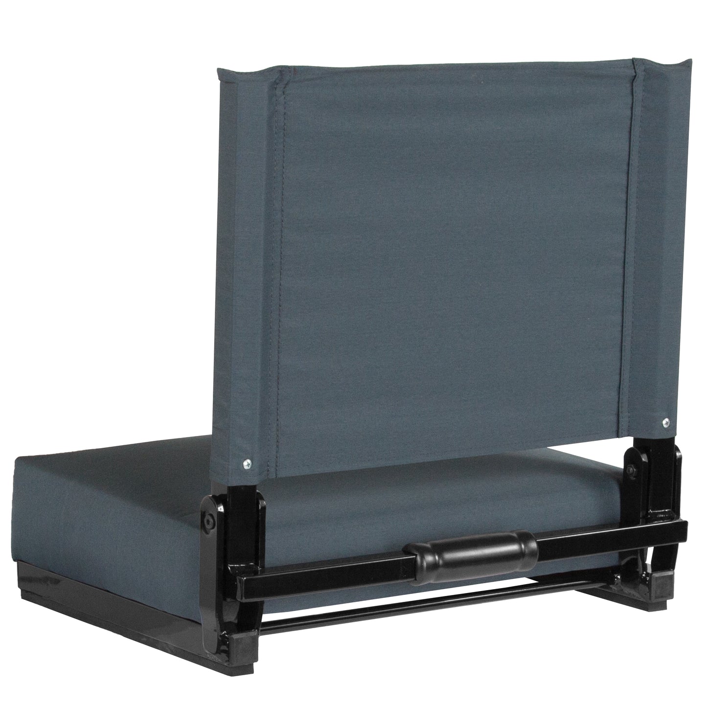 Grandstand Comfort 500 lb Capacity Padded Stadium Chair, Folding Seat with Handle, Lightweight & Durable, Dark Blue
