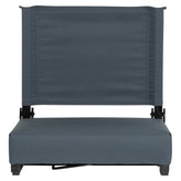 Grandstand Comfort 500 lb Capacity Padded Stadium Chair, Folding Seat with Handle, Lightweight & Durable, Dark Blue