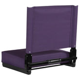 Grandstand Comfort 500 lb Capacity Padded Stadium Chairs, Folding Seats with Handles, Lightweight & Durable, Dark Purple