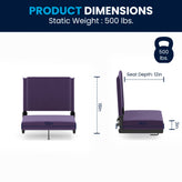 Grandstand Comfort 500 lb Capacity Padded Stadium Chairs, Folding Seats with Handles, Lightweight & Durable, Dark Purple