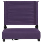 Grandstand Comfort 500 lb Capacity Padded Stadium Chairs, Folding Seats with Handles, Lightweight & Durable, Dark Purple
