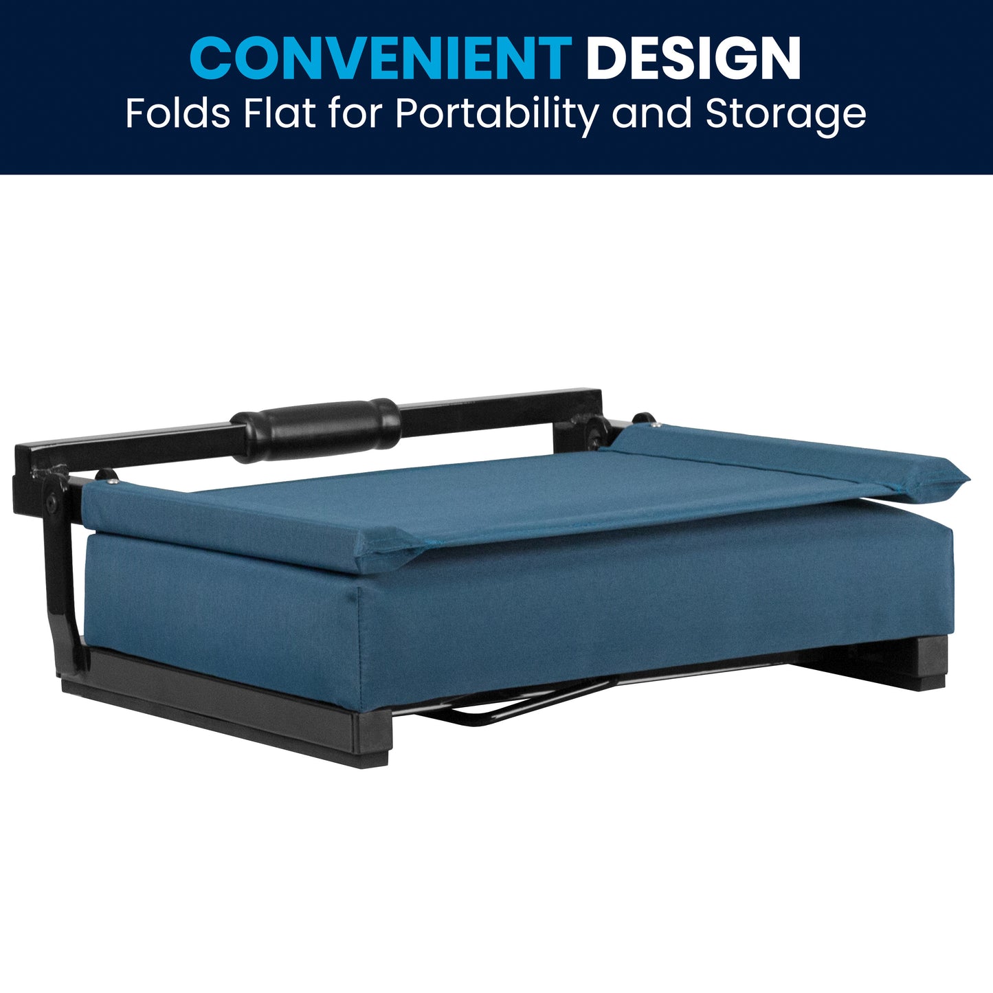 Grandstand Comfort 500 lb Capacity Padded Stadium Chairs, Folding Seats with Handles, Lightweight & Durable, Teal
