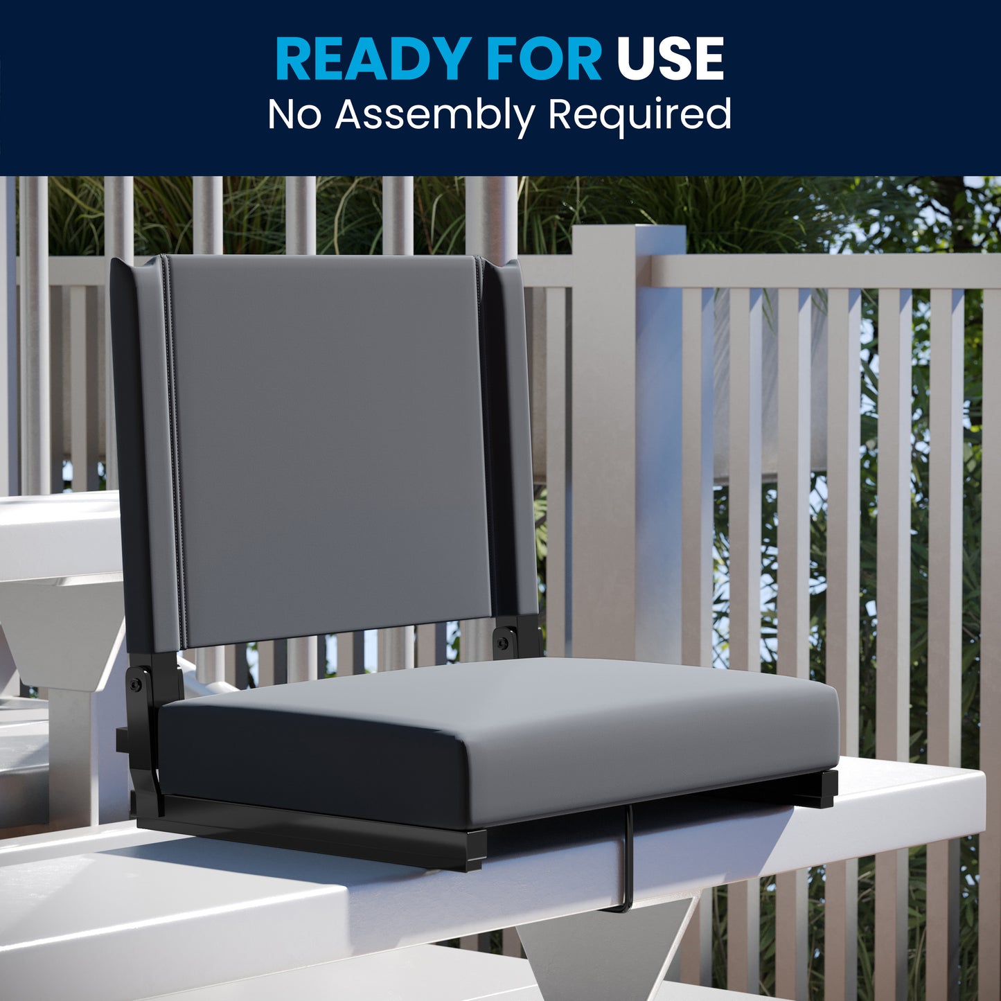 Grandstand Comfort 500 lb Capacity Padded Stadium Chairs, Folding Seats with Handles, Lightweight & Durable, Gray