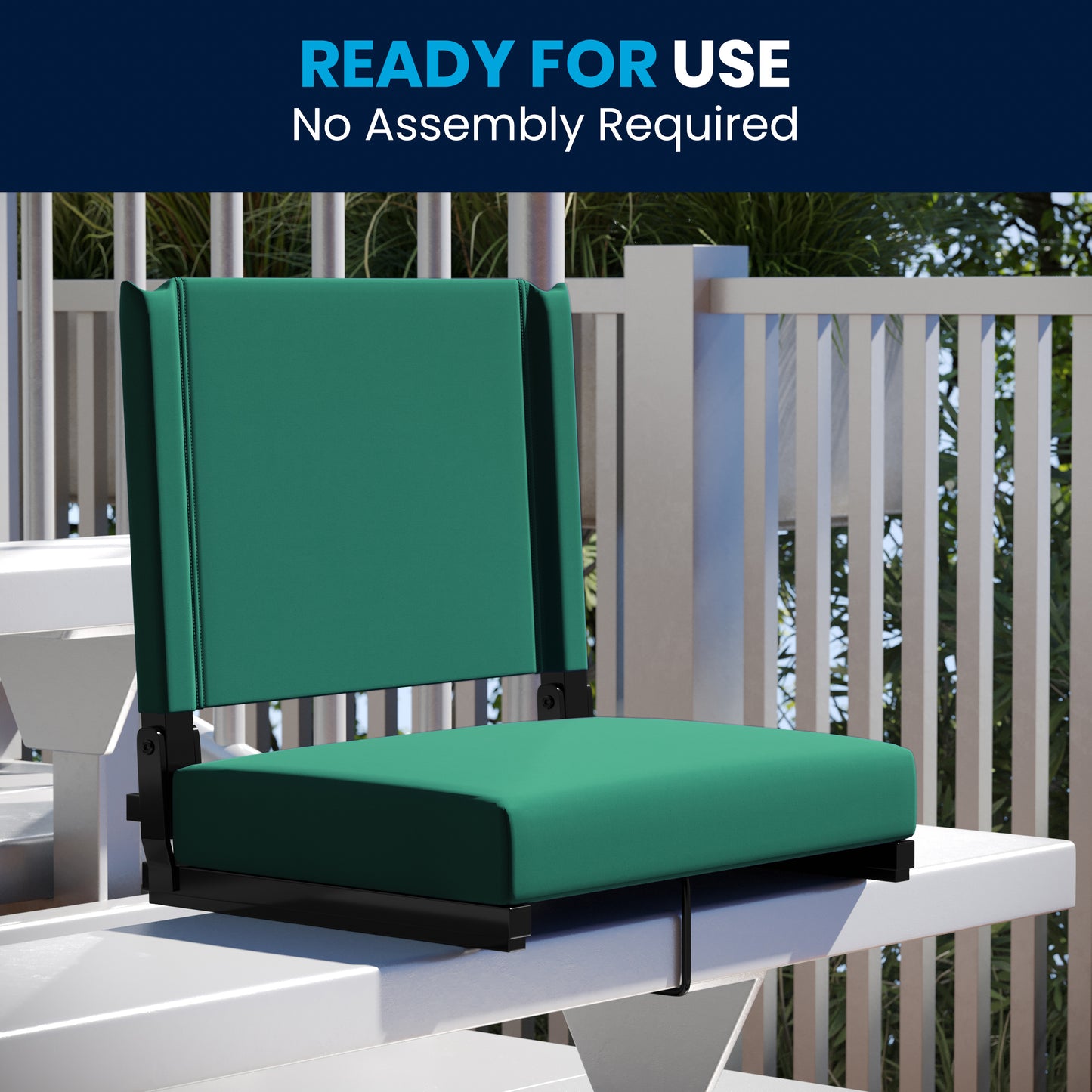 Grandstand Comfort 500 lb Capacity Padded Stadium Chairs, Folding Seats with Handles, Lightweight & Durable, Hunter Green
