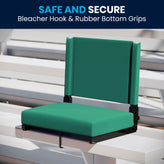 Grandstand Comfort 500 lb Capacity Padded Stadium Chairs, Folding Seats with Handles, Lightweight & Durable, Hunter Green