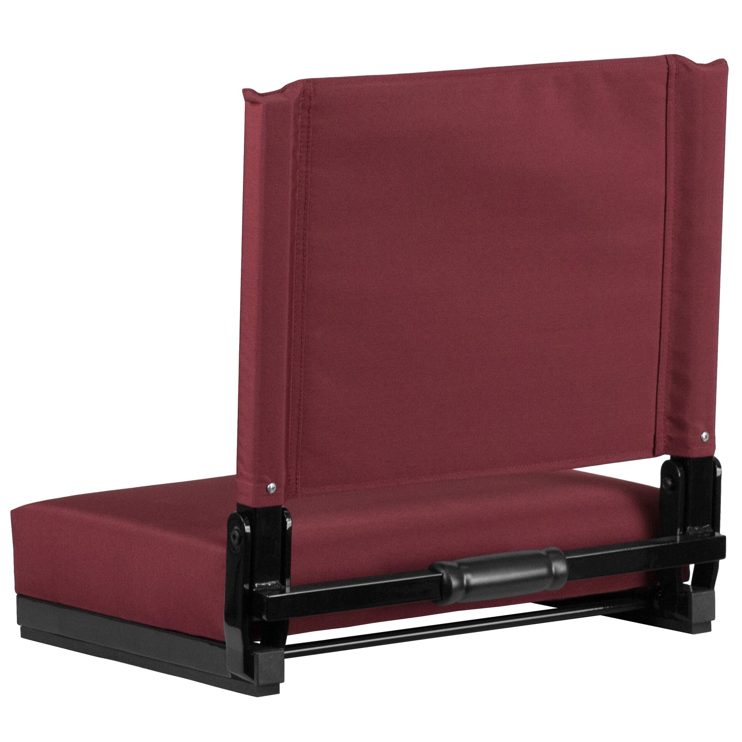 Grandstand Comfort 500 lb Capacity Padded Stadium Chairs, Folding Seats with Handles, Lightweight & Durable, Maroon