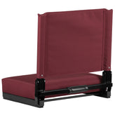 Grandstand Comfort 500 lb Capacity Padded Stadium Chairs, Folding Seats with Handles, Lightweight & Durable, Maroon