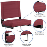 Grandstand Comfort 500 lb Capacity Padded Stadium Chairs, Folding Seats with Handles, Lightweight & Durable, Maroon