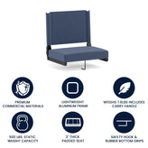 Grandstand Comfort Stadium Seat with Handle, 500 lb Rated, Padded Cushions, Foldable & Lightweight for Bleachers & Outdoor Events, Navy Blue