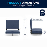 Grandstand Comfort Stadium Seat with Handle, 500 lb Rated, Padded Cushions, Foldable & Lightweight for Bleachers & Outdoor Events, Navy Blue