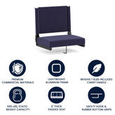 Grandstand Comfort 500 lb Capacity Padded Stadium Chairs, Folding Seats with Handles, Lightweight & Durable, Navy