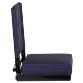 Grandstand Comfort 500 lb Capacity Padded Stadium Chairs, Folding Seats with Handles, Lightweight & Durable, Navy