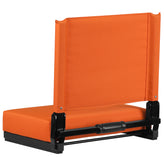 Grandstand Comfort 500 lb Capacity Padded Stadium Chairs, Folding Seats with Handles, Lightweight & Durable, Orange