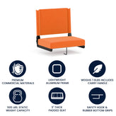 Grandstand Comfort 500 lb Capacity Padded Stadium Chairs, Folding Seats with Handles, Lightweight & Durable, Orange