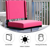Grandstand Comfort 500 lb Capacity Padded Stadium Chairs, Folding Seats with Handles, Lightweight & Durable, Pink