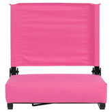 Grandstand Comfort 500 lb Capacity Padded Stadium Chairs, Folding Seats with Handles, Lightweight & Durable, Pink
