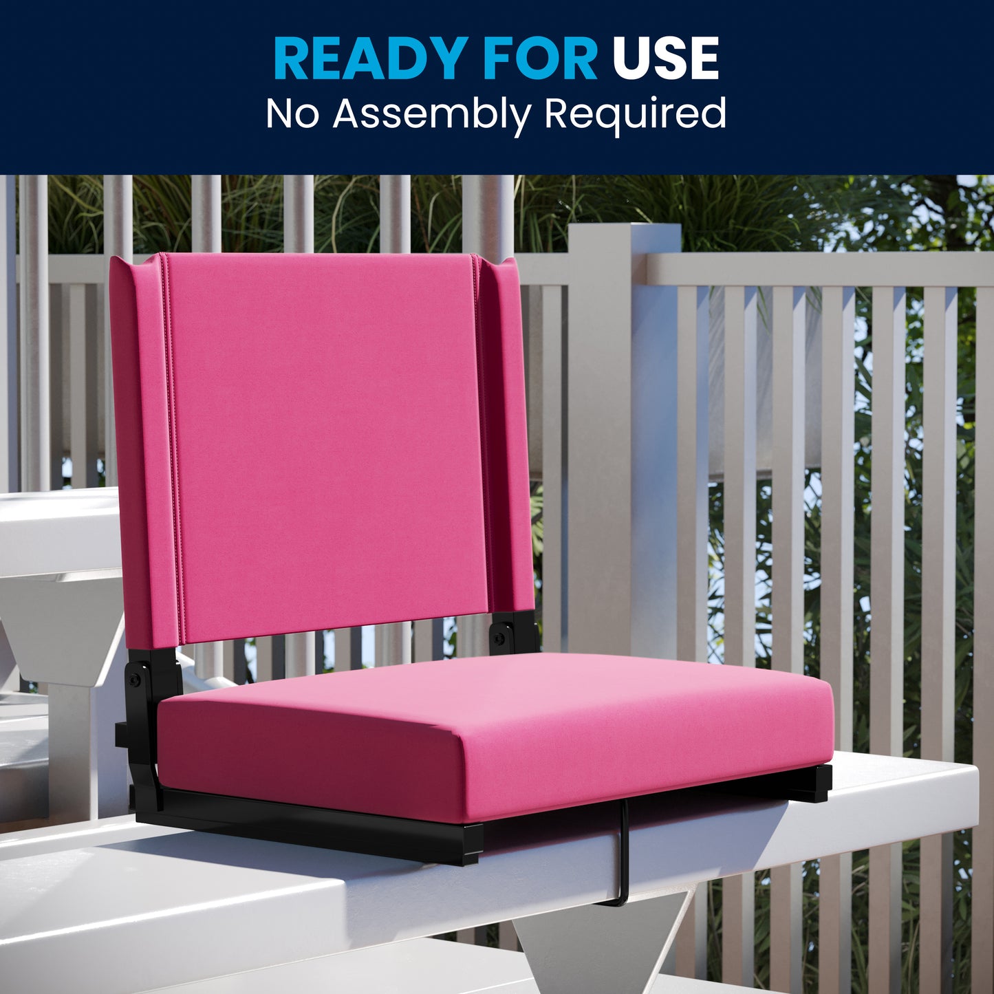 Grandstand Comfort 500 lb Capacity Padded Stadium Chairs, Folding Seats with Handles, Lightweight & Durable, Pink