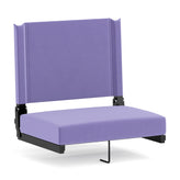 Grandstand Comfort 500 lb Capacity Padded Stadium Chairs, Folding Seats with Handles, Lightweight & Durable, Purple