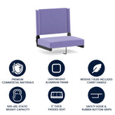 Grandstand Comfort 500 lb Capacity Padded Stadium Chairs, Folding Seats with Handles, Lightweight & Durable, Purple
