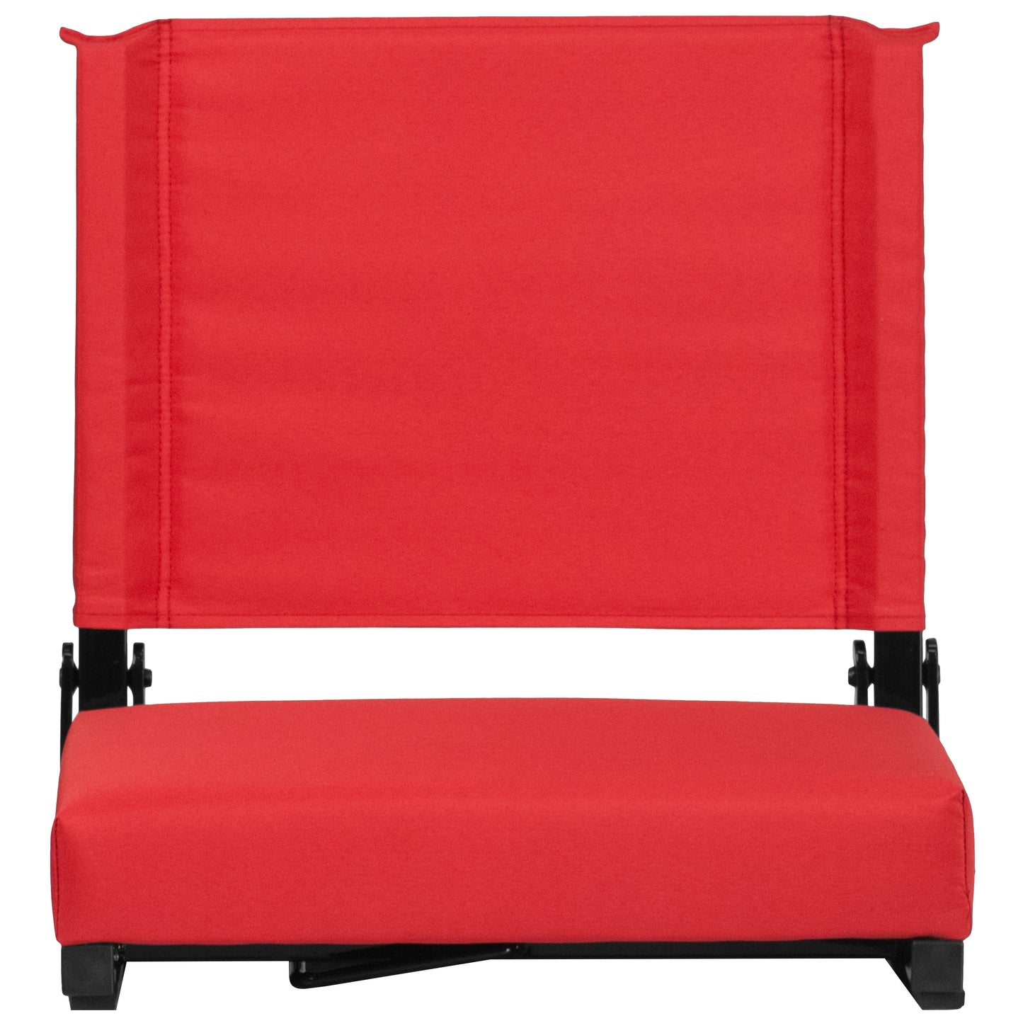 Grandstand Comfort 500 lb Capacity Padded Stadium Chairs, Folding Seats with Handles, Lightweight & Durable, Red