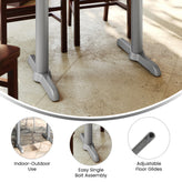 Beverly 5'' x 22'' Restaurant Indoor/Outdoor Table T-Base with 3'' Dia. Table Height Column, Silver