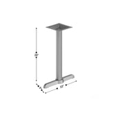 Beverly 5'' x 22'' Restaurant Indoor/Outdoor Table T-Base with 3'' Dia. Table Height Column, Silver