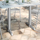 Beverly 5'' x 22'' Restaurant Indoor/Outdoor Table T-Base with 3'' Dia. Table Height Column, Silver