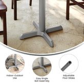 Beverly 22'' x 22'' Restaurant Indoor/Outdoor Table X-Base with 3'' Dia. Table Height Column, Silver