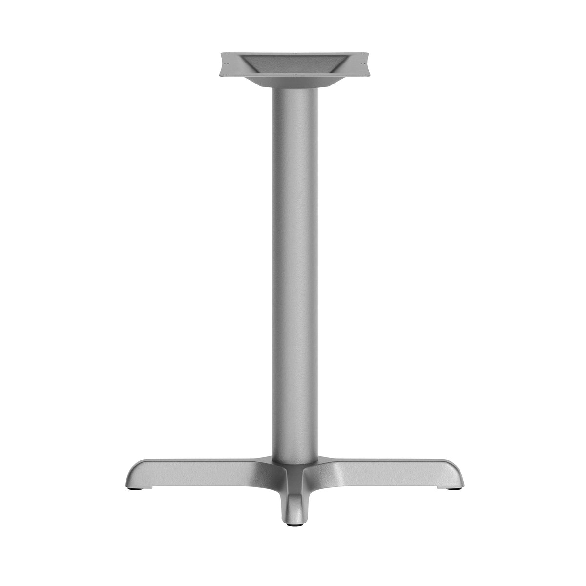 Beverly 22'' x 22'' Restaurant Indoor/Outdoor Table X-Base with 3'' Dia. Table Height Column, Silver