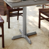 Beverly 22'' x 22'' Restaurant Indoor/Outdoor Table X-Base with 3'' Dia. Table Height Column, Silver