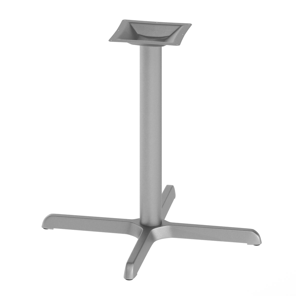 Beverly 30'' x 30'' Restaurant Indoor/Outdoor Table X-Base with 3'' Dia. Table Height Column, Silver