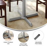Beverly 30'' x 30'' Restaurant Indoor/Outdoor Table X-Base with 3'' Dia. Table Height Column, Silver