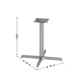 Beverly 30'' x 30'' Restaurant Indoor/Outdoor Table X-Base with 3'' Dia. Table Height Column, Silver