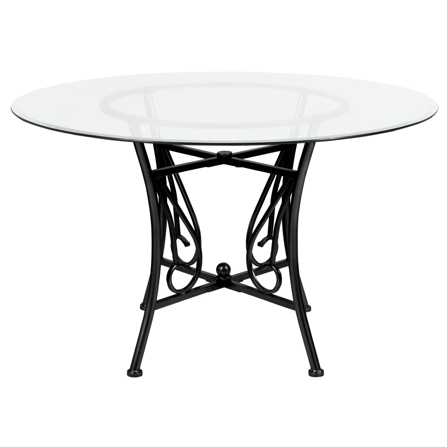 Princeton 48'' Round Glass Dining Table with Black Metal Frame