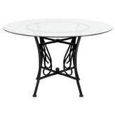 Princeton 48'' Round Glass Dining Table with Black Metal Frame
