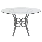 Carlisle 48'' Round Glass Dining Table with Silver Metal Frame