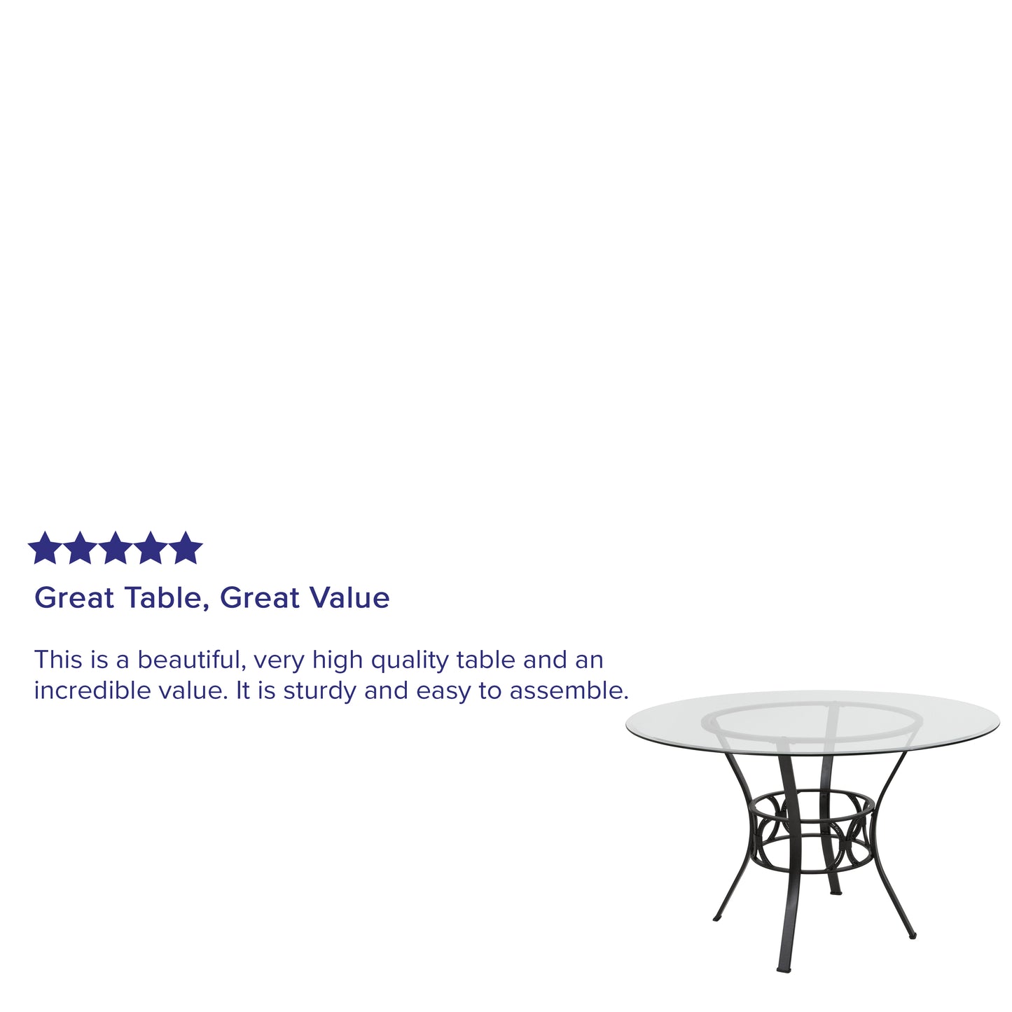 Carlisle 48'' Round Glass Dining Table with Black Metal Frame