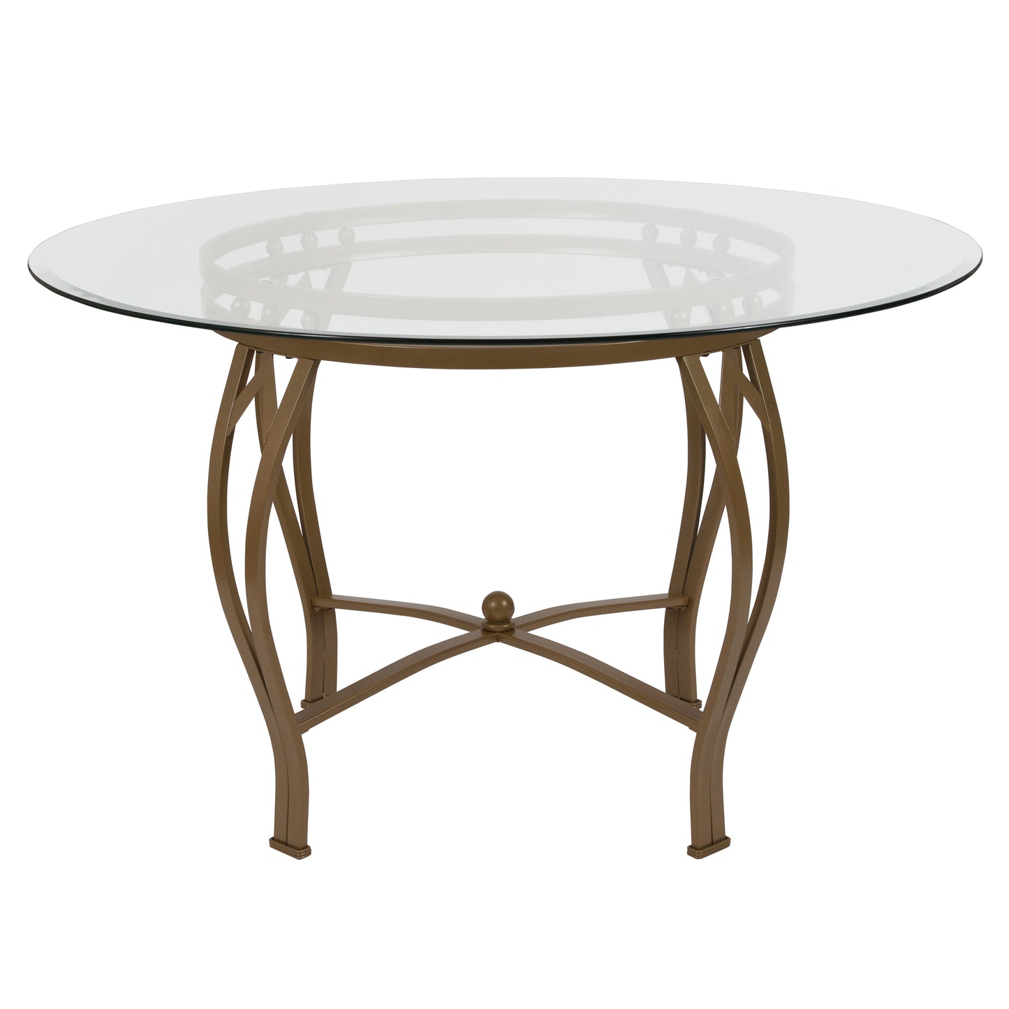 Syracuse 48'' Round Glass Dining Table with Matte Gold Metal Frame