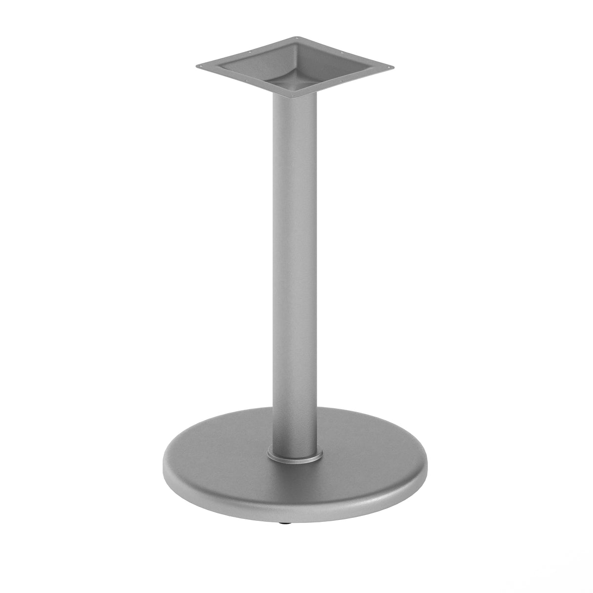 Beverly 18'' Round Restaurant Indoor/Outdoor Table Base with 3'' Dia. Table Height Column, Silver